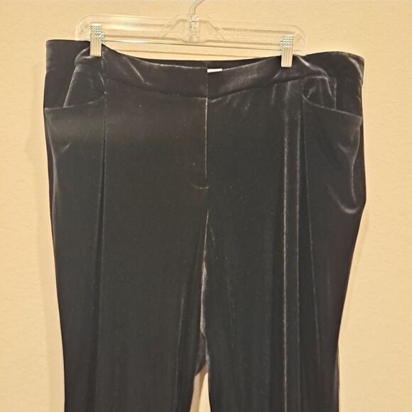 Calvin Klein High-Rise Black Velvet Casual Trouser Dress Pants Womens Plus Sz 18 - Picture 3 of 10